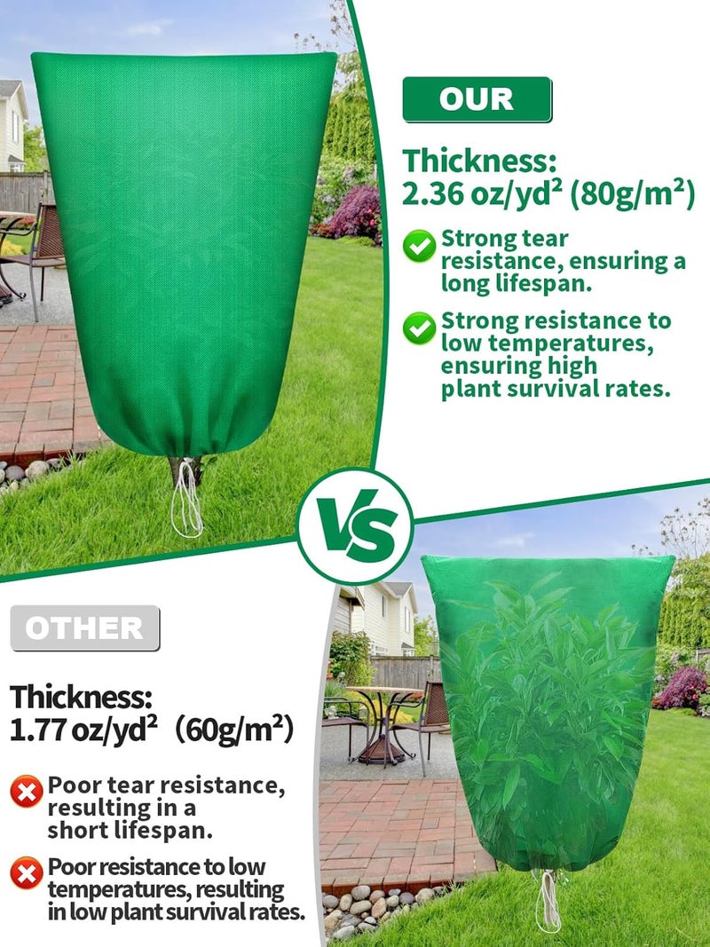 Abimars Thicker Plant Covers Freeze Protection Jacket 2.36 oz/yd², 2'x3.2' Reusable Winter Plant Covers with Drawstring & Zipper, 2 Pack Light, Porous Fabric for Plant Breathing - Image 5